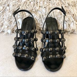 Nursace Black Leather Sandals Made In Italy SZ 9
